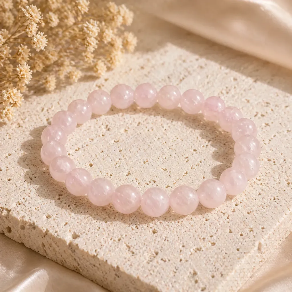Bracelet Quartz Rose (4 mm, Taille 1 : 14 à 16 cm)
